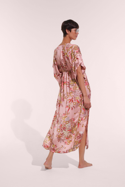 Shop Poupette St Barth Long Kaftan Amaya In Pink Leo Forest