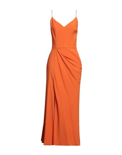 Shop Alexander Mcqueen Woman Midi Dress Orange Size 6 Viscose, Acetate