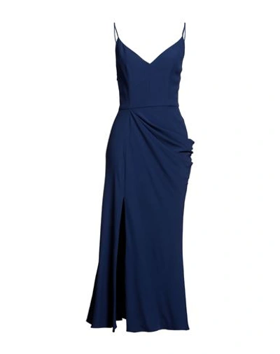 Shop Alexander Mcqueen Woman Midi Dress Blue Size 10 Viscose, Acetate