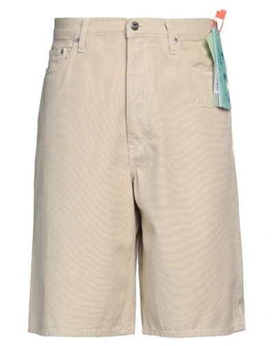 Shop Off-white Man Shorts & Bermuda Shorts Sand Size L Cotton In Beige