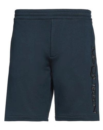 Shop Alexander Mcqueen Man Shorts & Bermuda Shorts Navy Blue Size L Cotton, Elastane, Viscose, Polyester