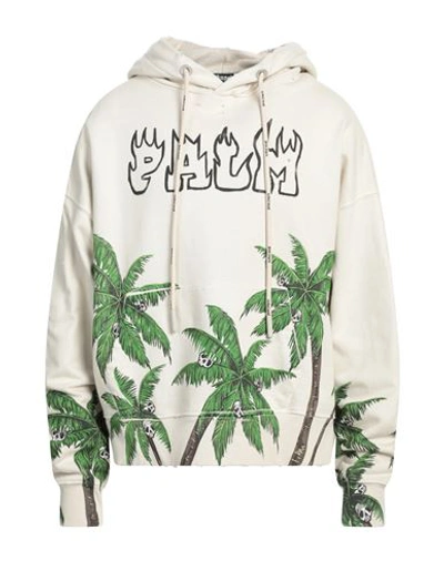 Shop Palm Angels Man Sweatshirt Beige Size Xs Cotton