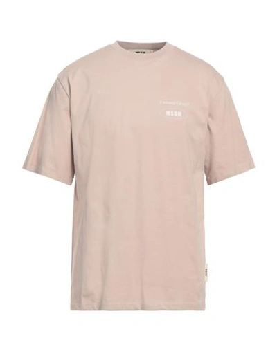 Shop Msgm Man T-shirt Pastel Pink Size M Cotton