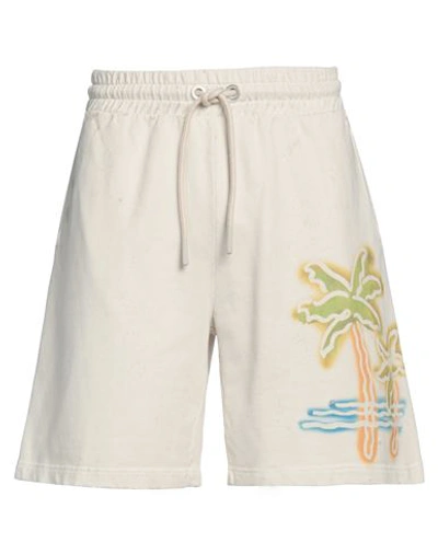 Shop Palm Angels Man Shorts & Bermuda Shorts Beige Size S Cotton