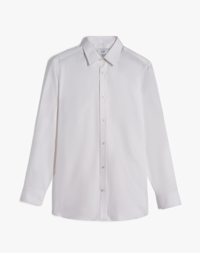 Shop Dunhill Giza Cotton Herringbone Formal Shirt In White