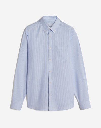 Shop Dunhill Cotton Stripe Button Down Shirt In Blue