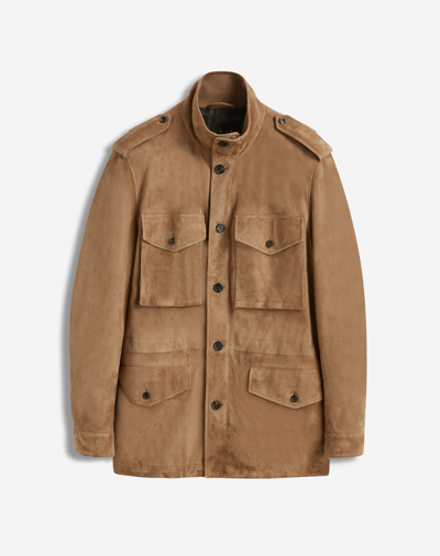 Shop Dunhill Suede Field Jacket In Brown