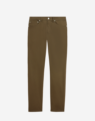 Shop Dunhill Cotton Cashmere 5 Pocket Trousers In Green