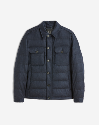 Shop Dunhill Wool Cashmere Down Shirt Jacket In Black