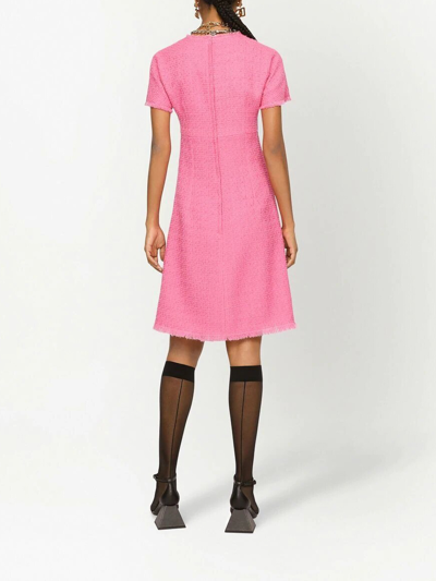 Shop Dolce & Gabbana Tweed Mini Dress In Rosado
