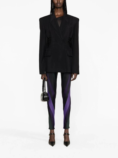 Mugler Spiral Panelled Leggings In Black