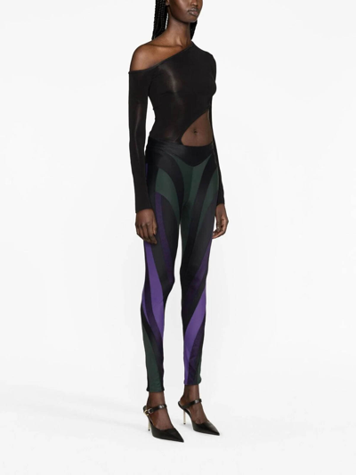 Mugler Spiral Panelled Leggings In Black