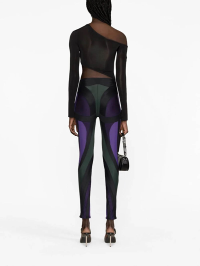 Mugler Spiral Panelled Leggings In Black