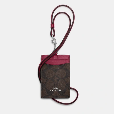 Coach Outlet Id Lanyard In Signature Canvas In Multi