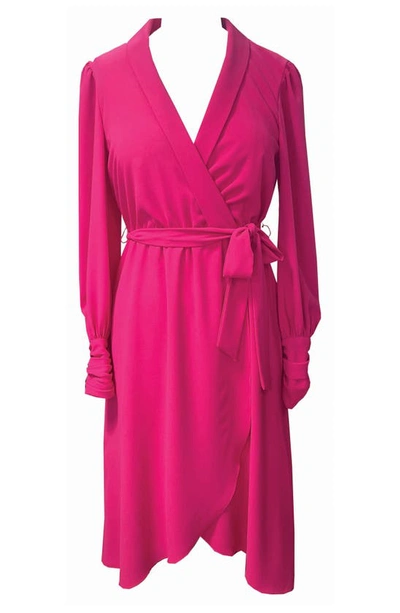 Shop Julia Jordan Wrap Front Long Sleeve Dress In Raspberry