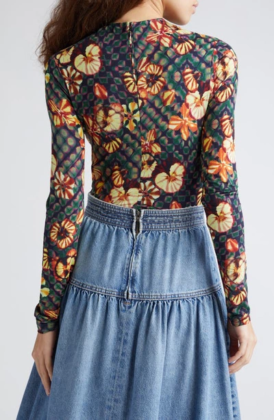 Shop Ulla Johnson Ricci Floral Print Ruched Top In Evergreen