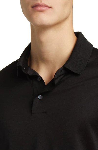 Shop Emporio Armani Lyocell & Cotton Polo In Solid Black