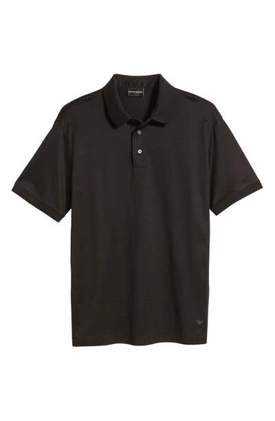 Shop Emporio Armani Lyocell & Cotton Polo In Solid Black