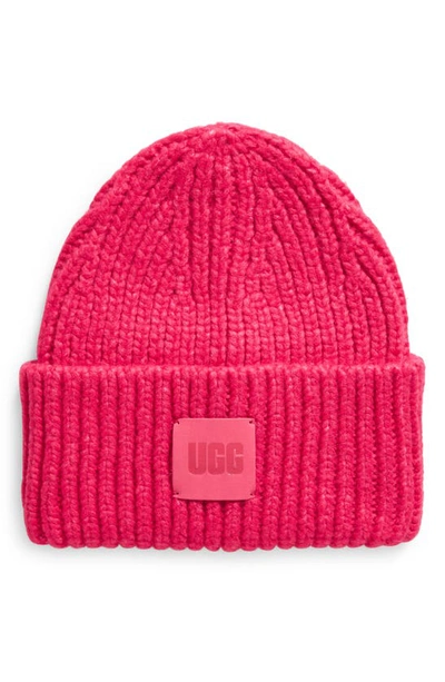 Shop Ugg Chunky Ribbed Beanie In Cerise
