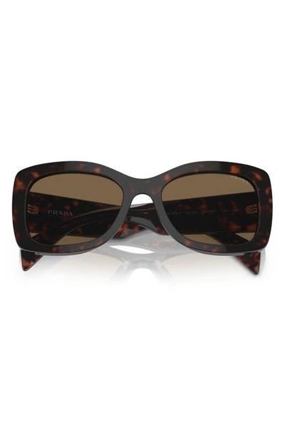 Shop Prada 56mm Rectangular Sunglasses In Dark Brown