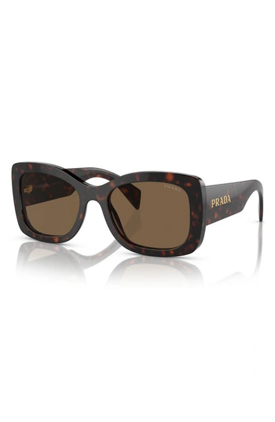 Shop Prada 56mm Rectangular Sunglasses In Dark Brown