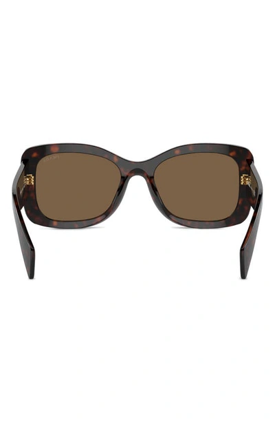 Shop Prada 56mm Rectangular Sunglasses In Dark Brown