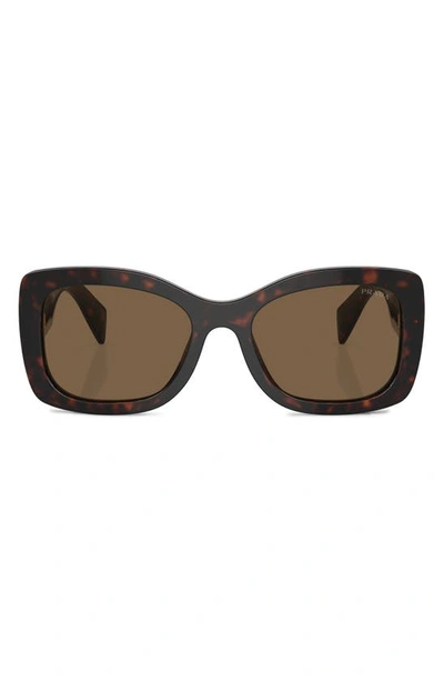 Shop Prada 56mm Rectangular Sunglasses In Dark Brown