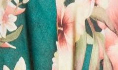 Shop Zimmermann Lexi Tropical Floral Convertible Linen Midi Dress In Green Palm