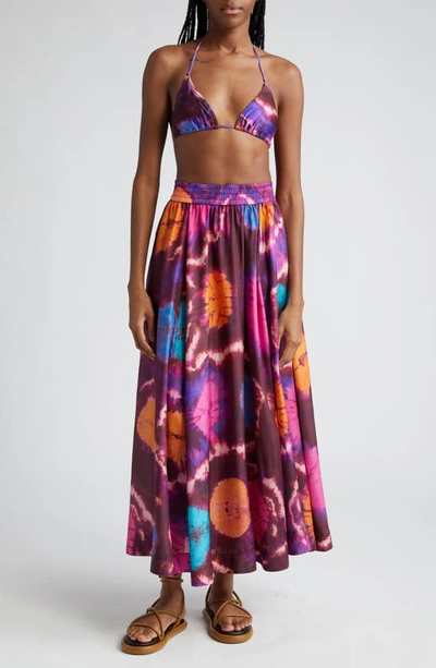 Shop Zimmermann Acadian Tie Dye Silk Maxi Skirt In Tie Dye Multi