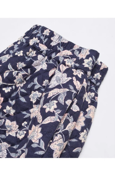 Shop Mango Floral Print Quilted Cotton Shorts In Dark Navy