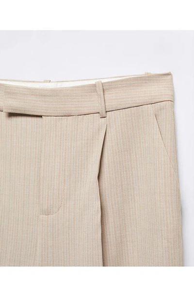 Shop Mango Tonal Stripe Pants In Ecru