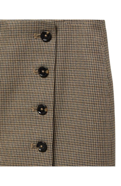 Mango Houndstooth Button-up Miniskirt In Brown