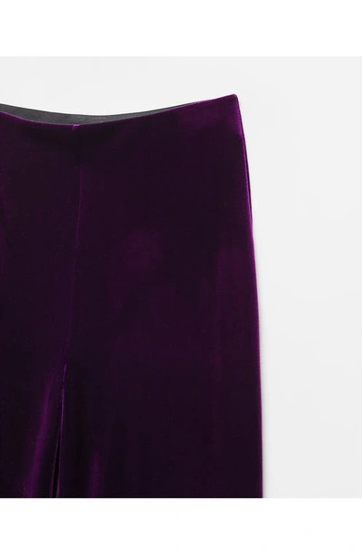 Shop Mango High Waist Velvet Flare Pants In Purple