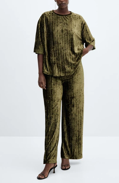 Shop Mango Velvet Straight Leg Pants In Green