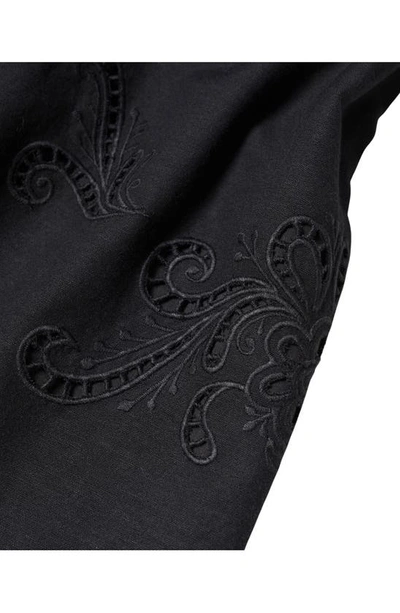 Shop Mango Embroidered Eyelet Detail Shift Dress In Black