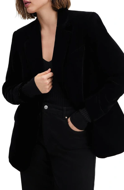 Shop Mango Velvet Blazer In Black