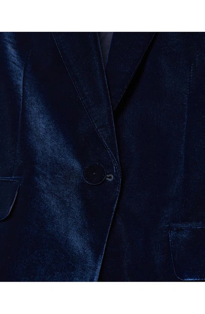 Mango Velvet Blazer In Night Blue