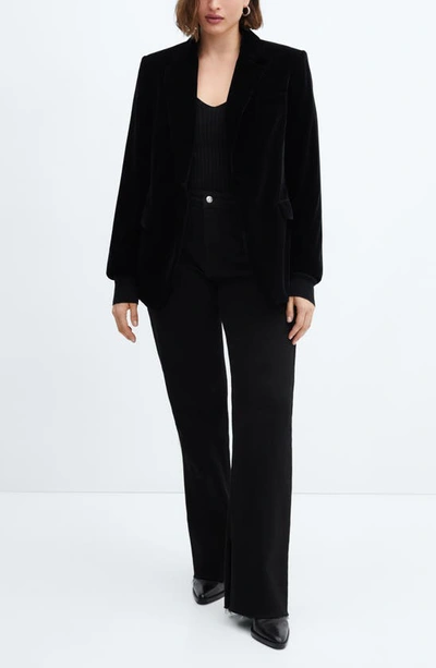 Shop Mango Velvet Blazer In Black