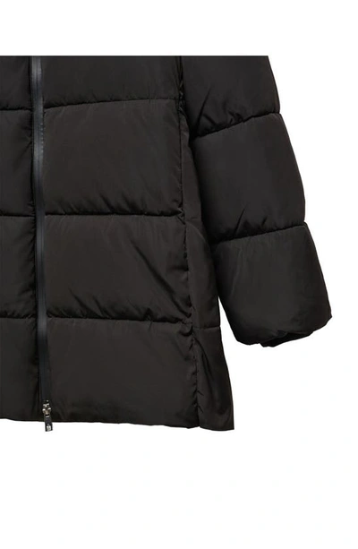 Shop Mango Hooded Water Repellent Puffer Coat In Black