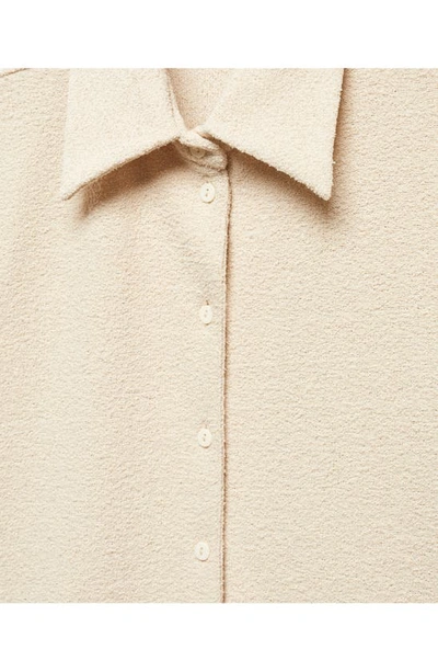 Mango Textured Knit Button-up Shirt In Off White