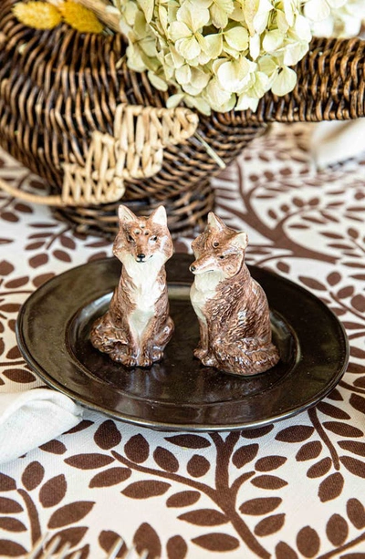 Shop Juliska Fox Ceramic Salt & Pepper Shaker Set In Walnut