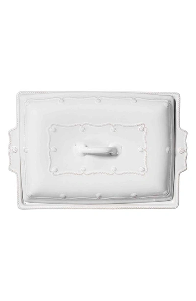 Juliska Berry & Thread 13-inch Rectangular Ceramic Baking Dish With Lid In Whitewash