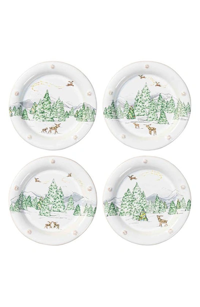 Juliska Assorted North Pole 4-piece Cocktail Plate Set In Multi