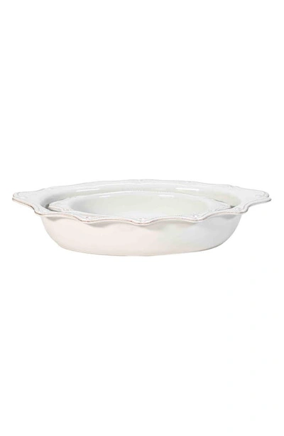 Shop Juliska Berry & Thread Set Of 2 Oval Ceramic Baking Dishes In Whitewash