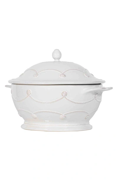 Juliska Berry & Thread Ceramic Casserole Dish With Lid In Whitewash