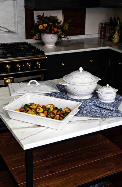Juliska Berry & Thread Ceramic Casserole Dish With Lid In Whitewash