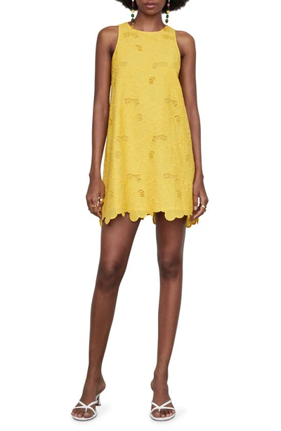 Mango Cotton Dress With Openwork Detail Yellow In Yellow