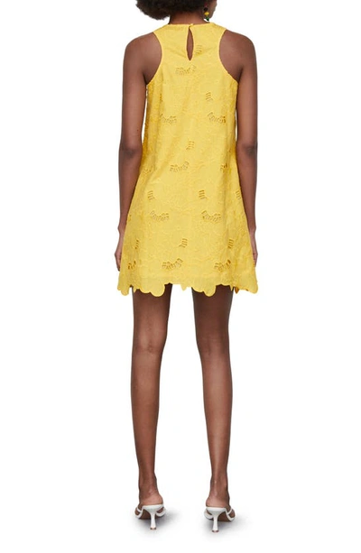 Mango Cotton Dress With Openwork Detail Yellow In Yellow