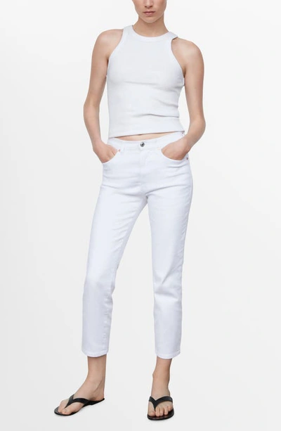 Shop Mango Slim Fit Crop Pants In White