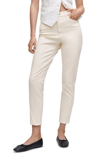 Shop Mango Comfort High Waist Straight Leg Mom Jeans In Off White